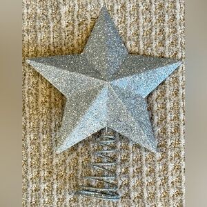 Silver Glitter Star Tree Topper